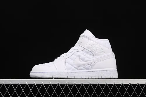 All Categories Air Jordan Jordan Series Basketball Shoes Air Jordan 1 Mid Air Jordan 1 Mid "Quilted White" AJ1 Joe 1 White Diamond "Little Chanel" Mid-top Versatile Casual Sports Shoes DB6078-100
